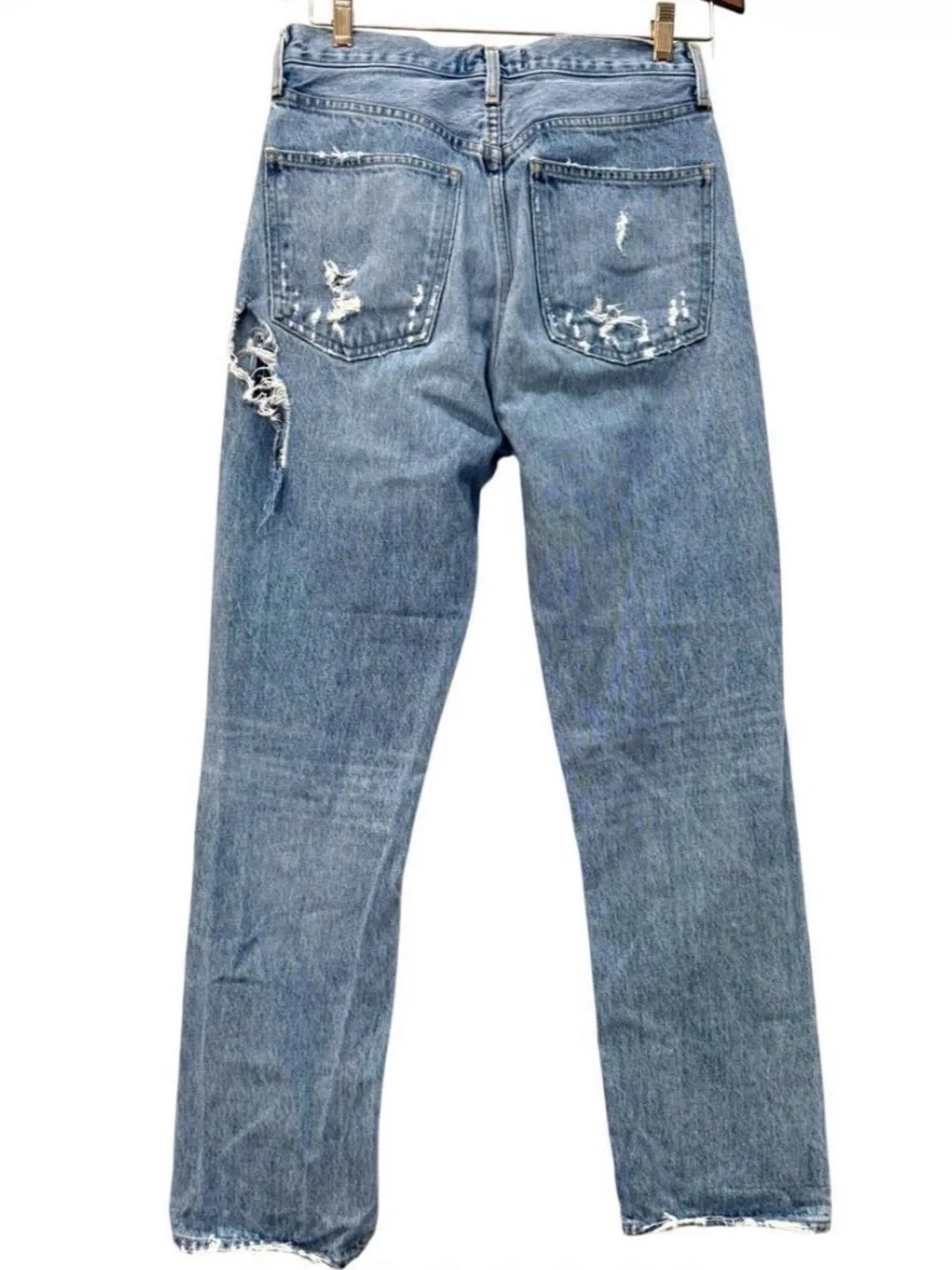 Agolde Women's Blue Distressed Ankle Cropped Jeans